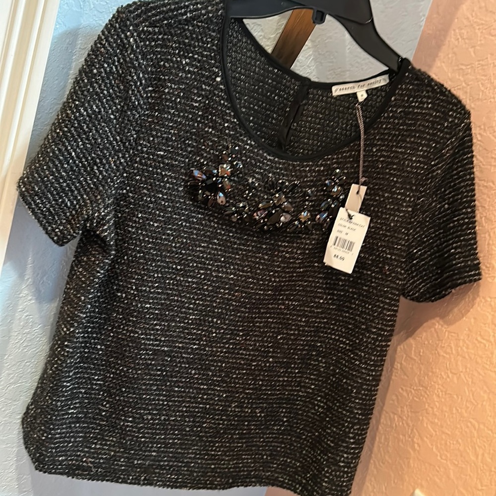 NWT Nordstrom black short sleeve knit top